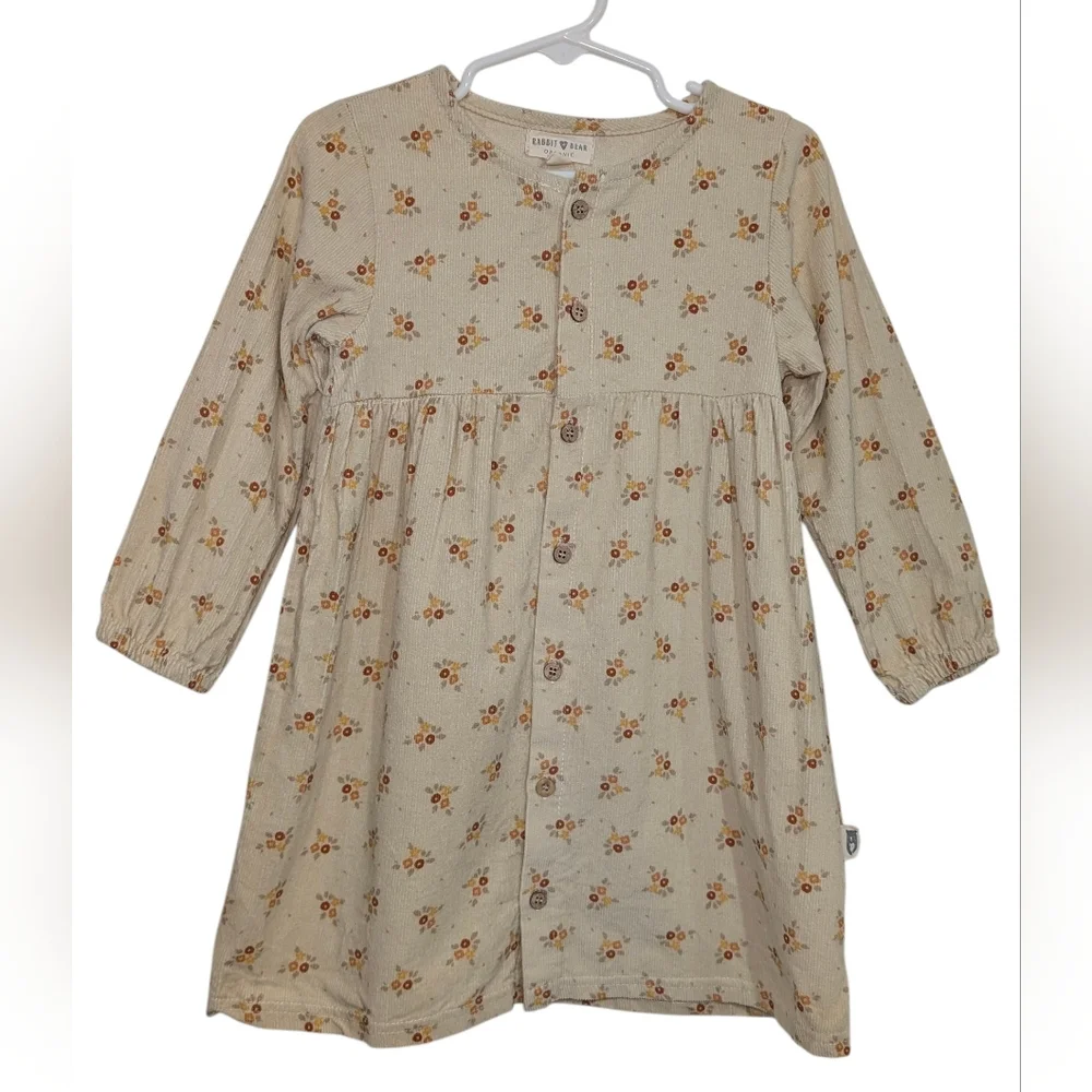 Rabbit + Bear Organic Cotton Floral Cardigan & Dress Bundle Girls 3T Orange Tan